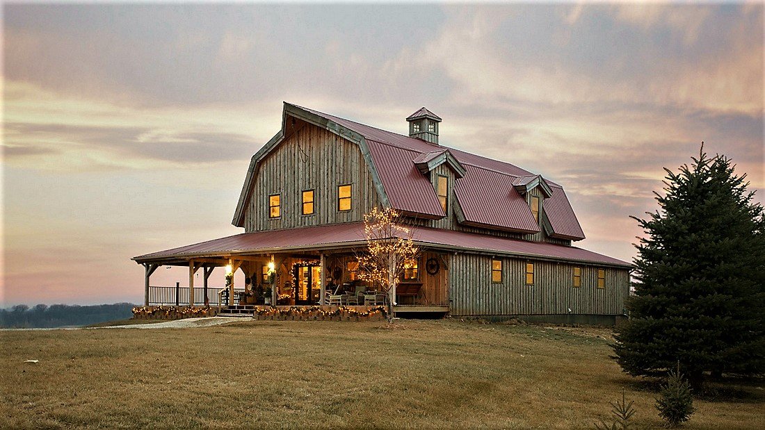 5 Great Two Story Barndominium Floor Plans, Barn Style House Plans With Wrap Around Porch