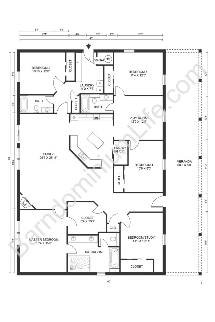 3 Bedroom Barndominium Plans 3 Bedroom 1 Bath Barndominium Open 