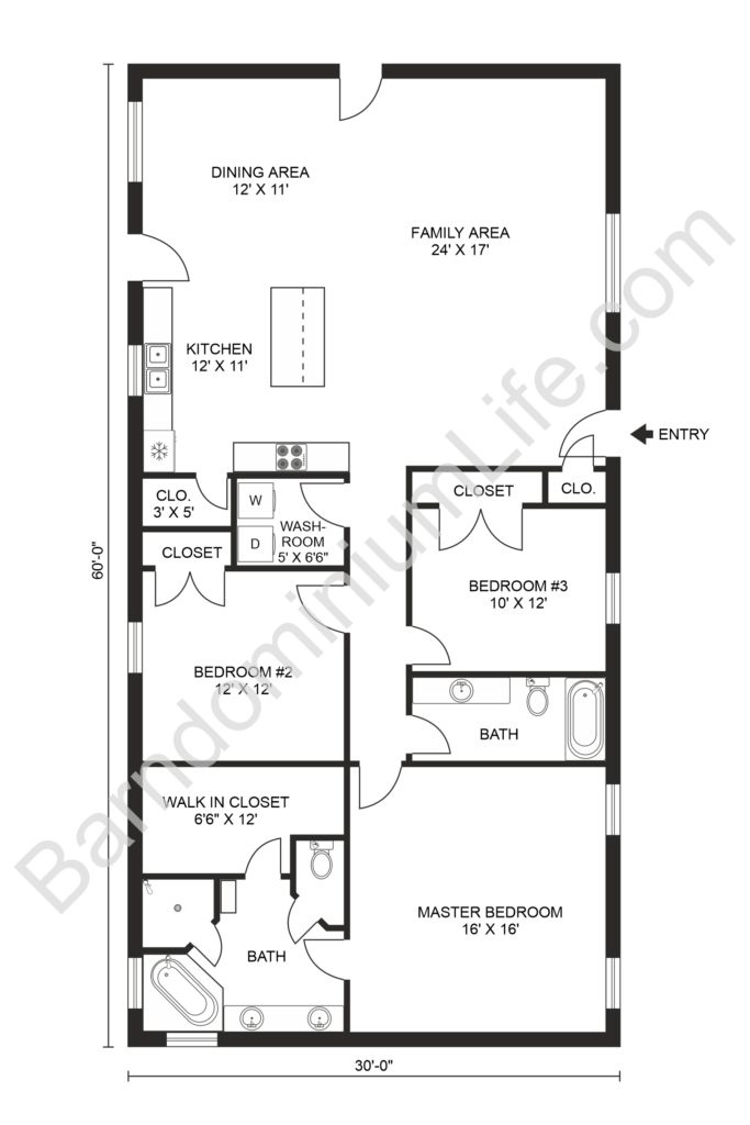 Barndominium Floor Plan Bedroom Bathroom 30x60 Barndominium 50 OFF