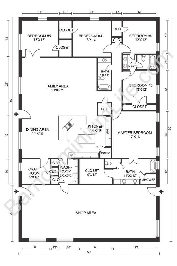 The Absolute Best 5 Bedroom Barndominium Floor Plans