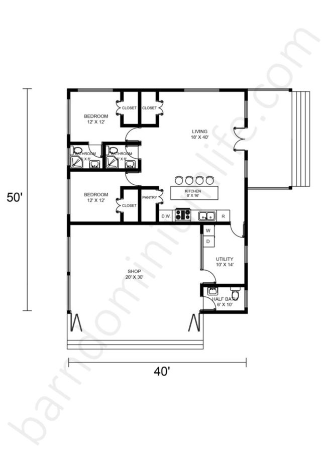 40x50 Barndominium Floor Plans – 8 Inspiring Classic and Unique Designs