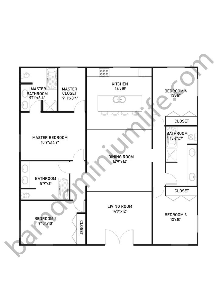 30X40 Barndominium Plans   FLOOR PLAN 6 Ana 996x1289 