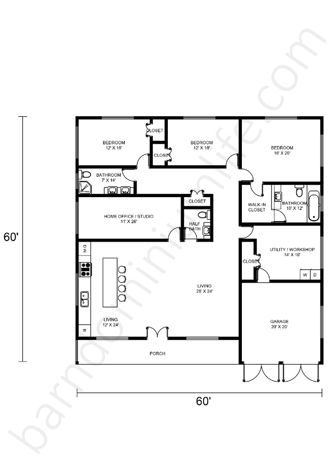 60x60 Barndominium Floor Plans – 8 Extraordinary Designs for Large Homes