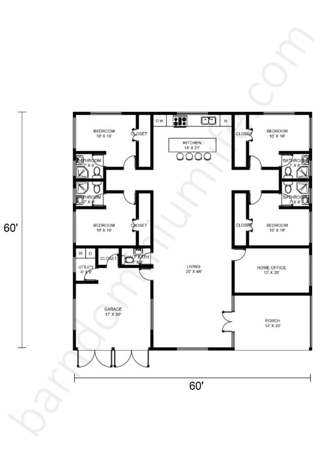 60x60 Barndominium Floor Plans – 8 Extraordinary Designs for Large Homes