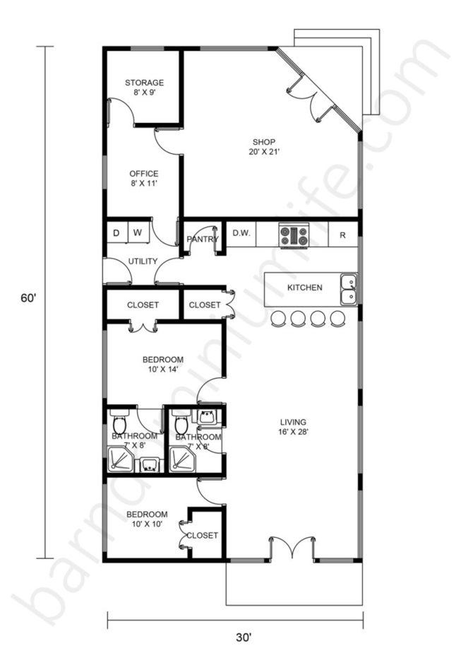 8 Impressive 30x60 Barndominium With Shop Floor Plans That Maximize Space