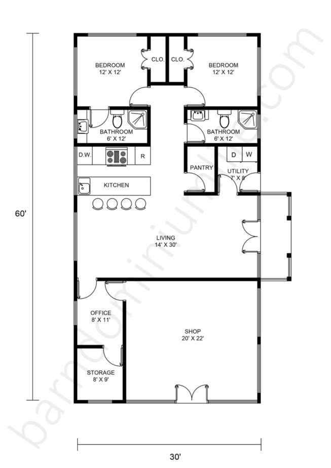 8 Impressive 30x60 Barndominium With Shop Floor Plans That Maximize Space