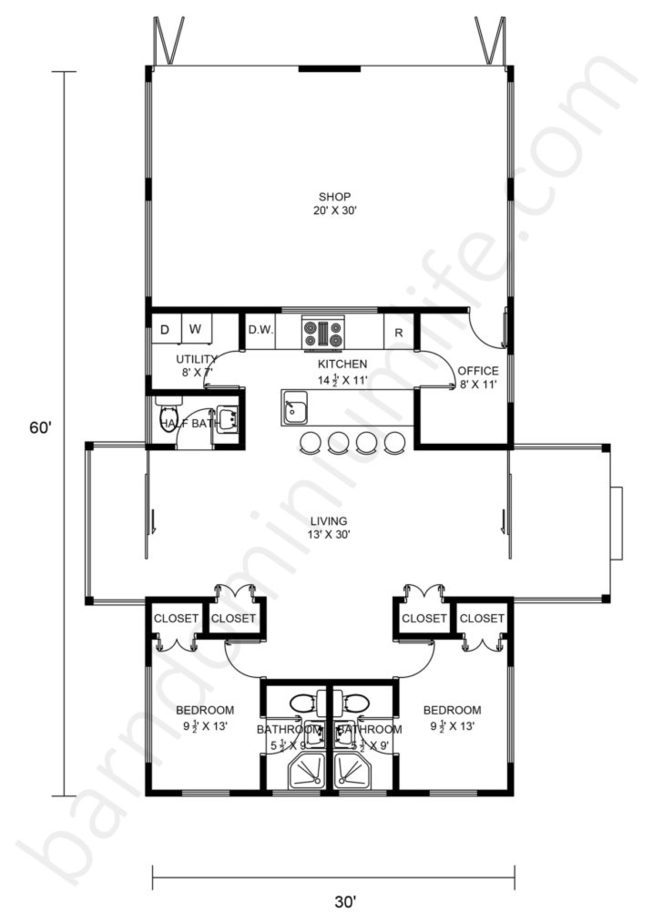 8 Impressive 30x60 Barndominium with Shop Floor Plans That Maximize Space