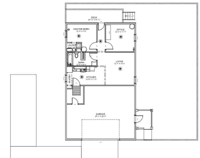 floor plan of this tiny barn house
