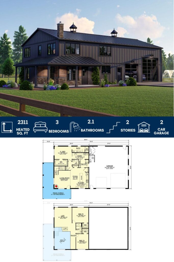 Deluxe Barndominium with 2-Story Living Room