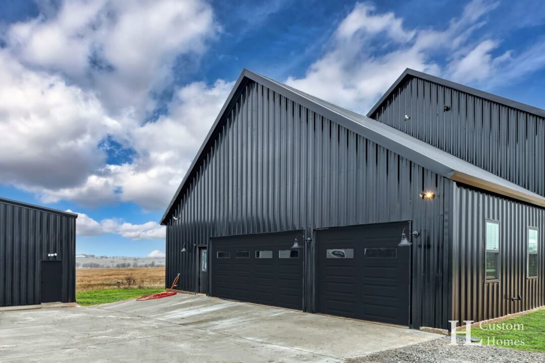 Modern Black 2-Story Texas Barndominium by HL Custom Homes (Decatur, TX)