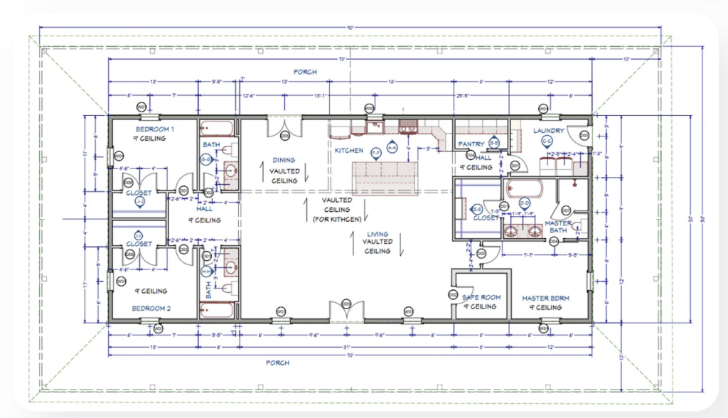 barndominium with porch floor plans