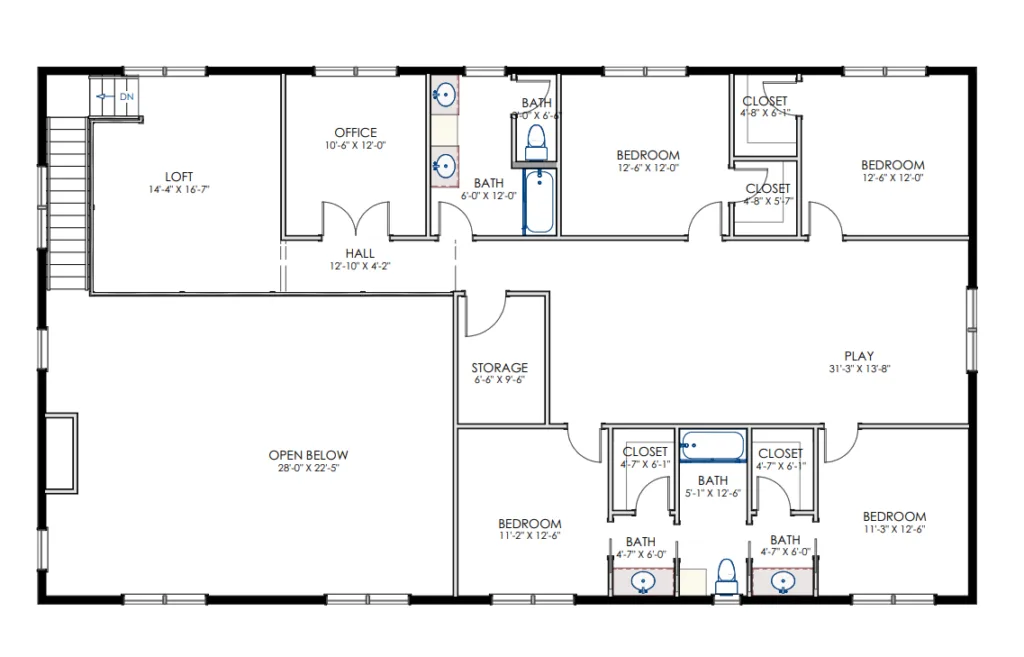 HC-24008 Jackson Barndominium Second Floor Plan