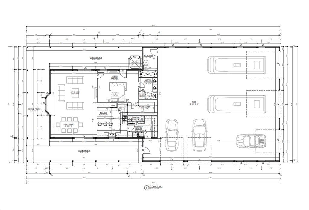 PL-62843 Garst Barndominium Floor Plan