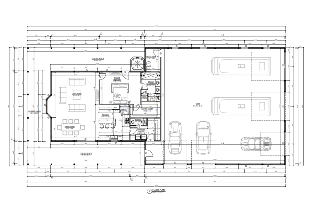 PL-62843 Garst Barndominium Floor Plan