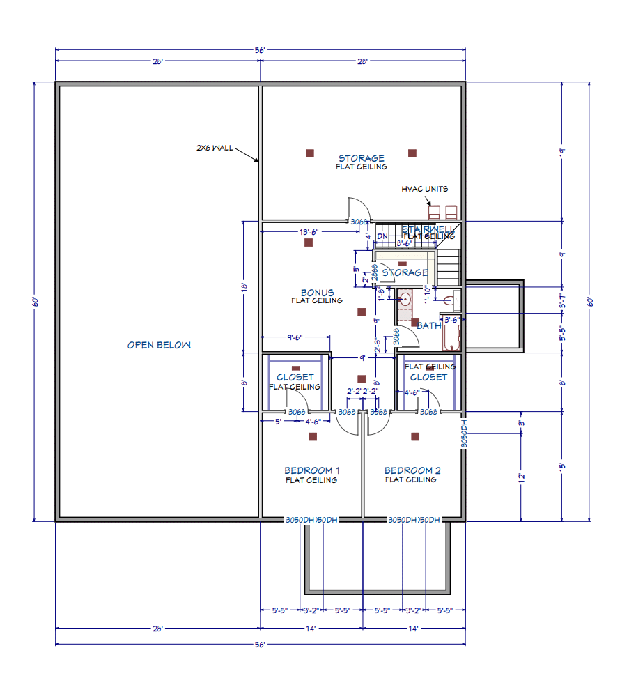 LP-71006 Holly Barndominium Second Floor Plan