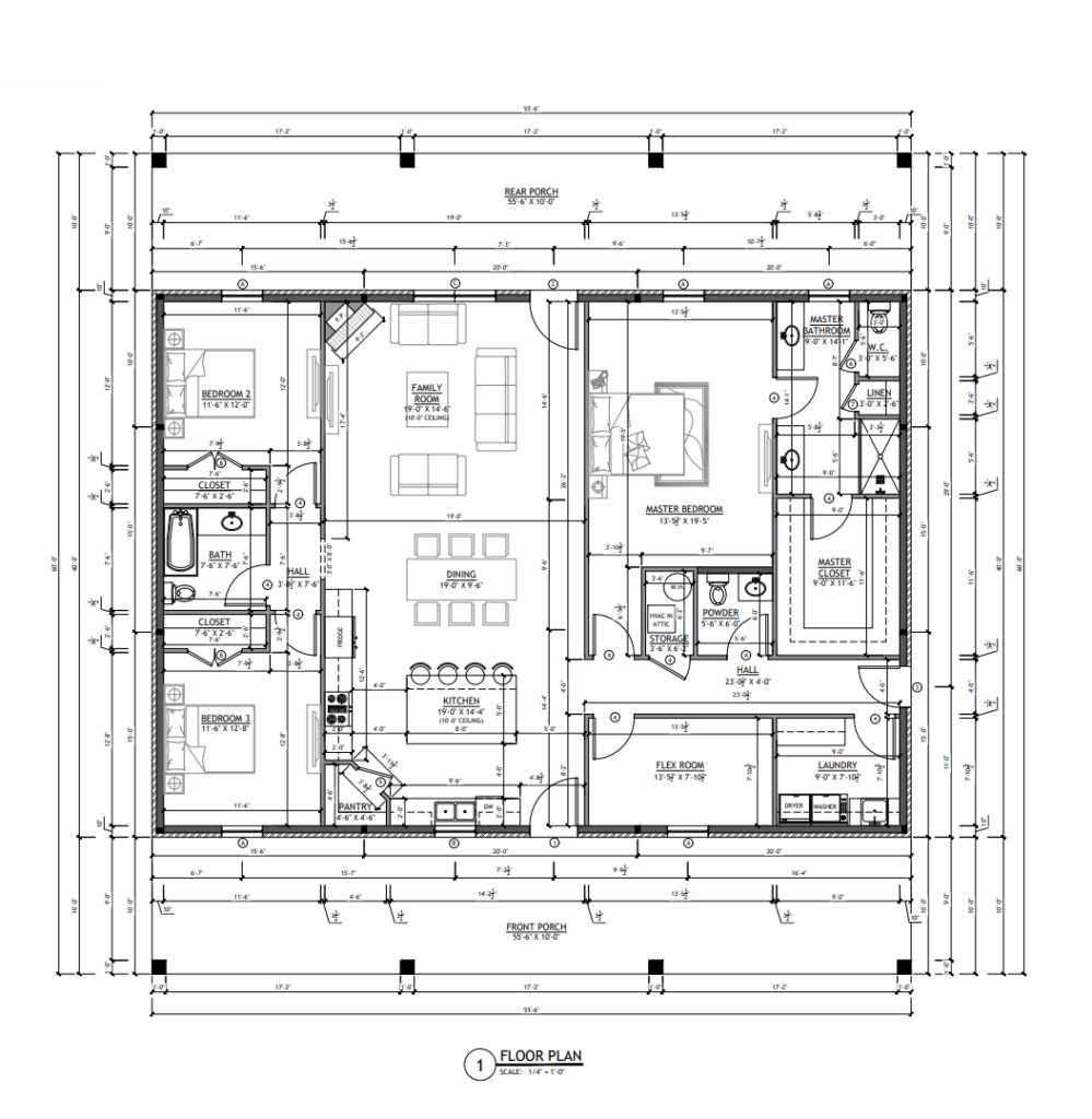 PL-62413 Theodore Barndominium Floor Plan