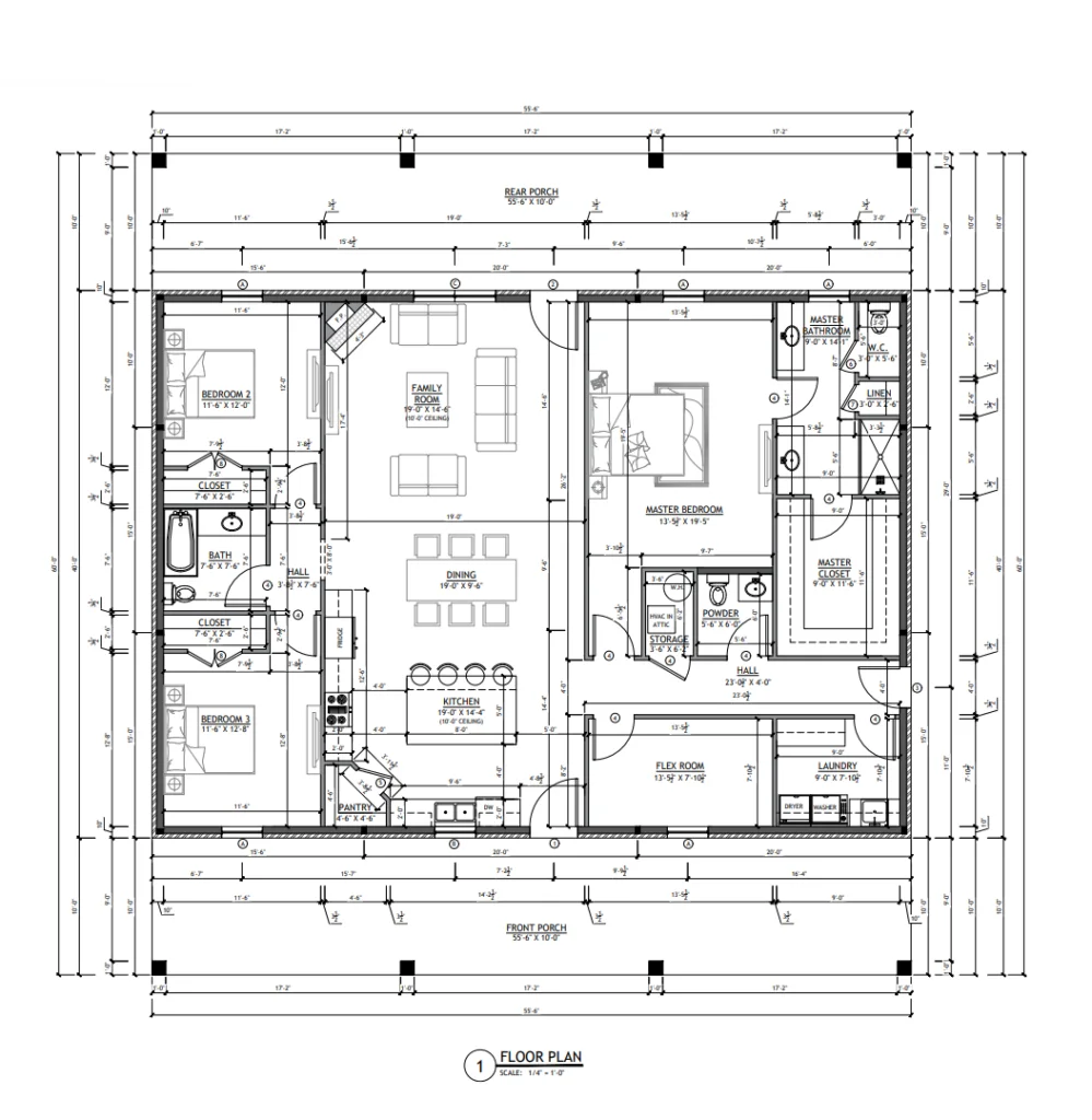 PL-62413 Theodore Barndominium Floor Plan