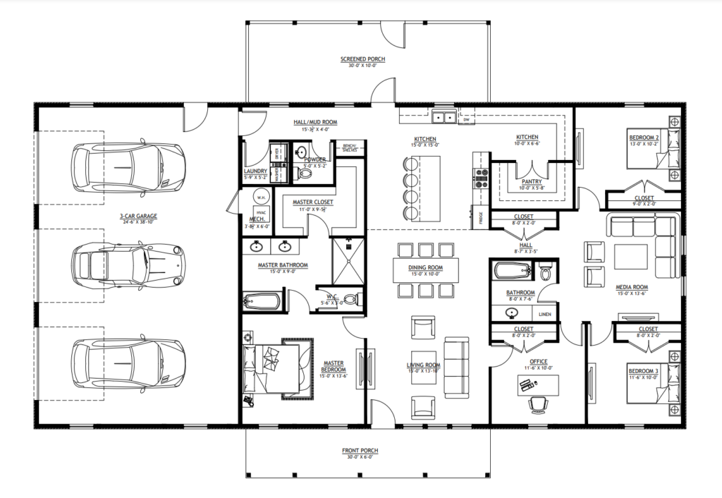 PL-71006 Katrina Barndominium Floor Plan