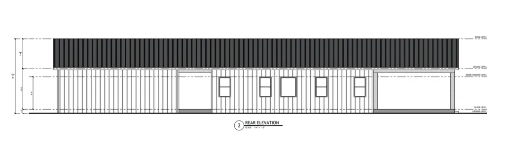 PL-71007 Serena Barndominium Rear Elevation