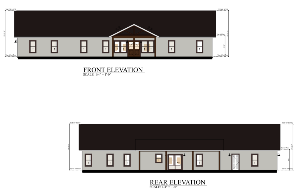 PL-64001 Skipper Barndominium Front & Rear Elevation